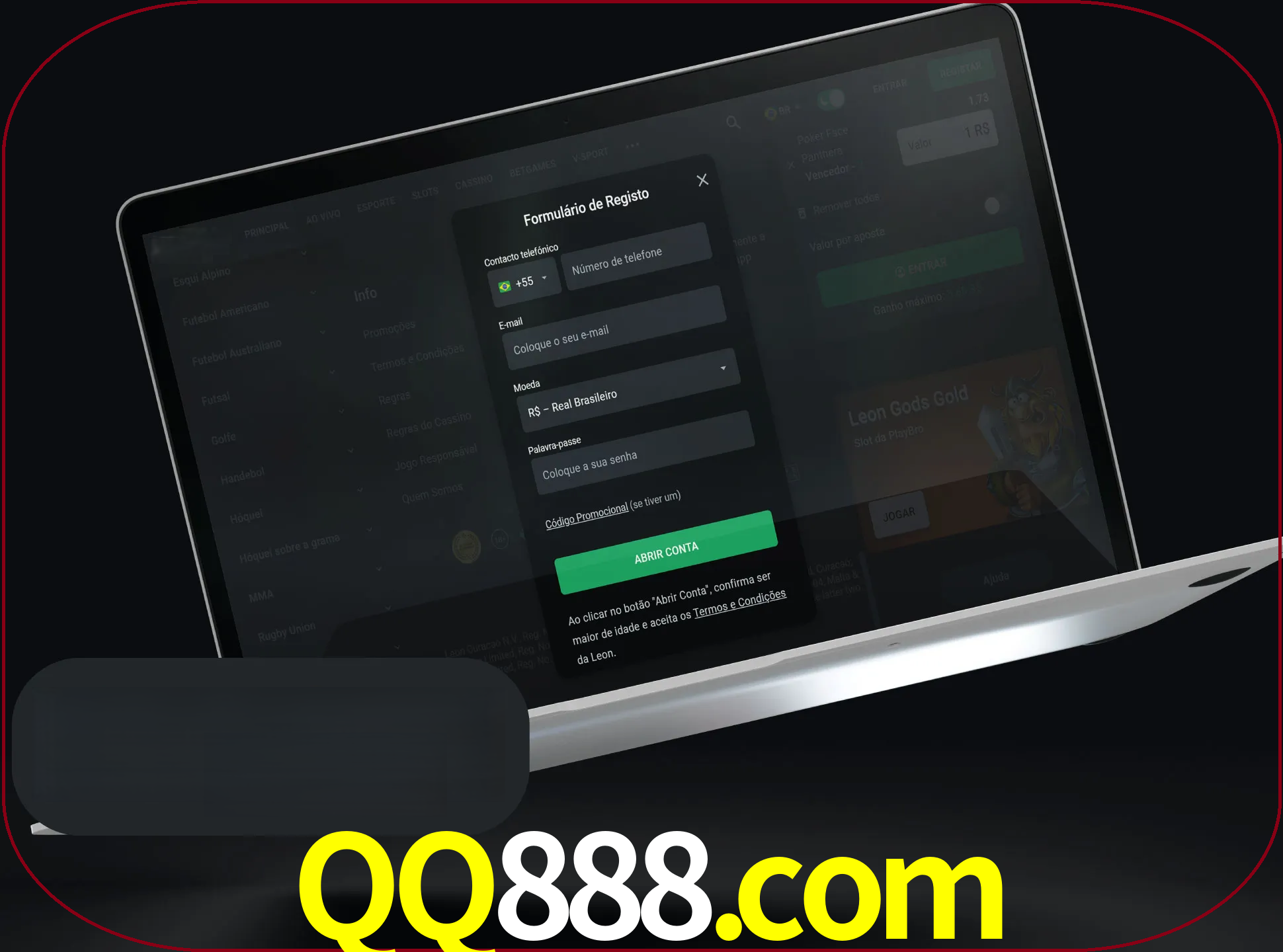 Abra o site da LeonBet e crie sua própria conta.
