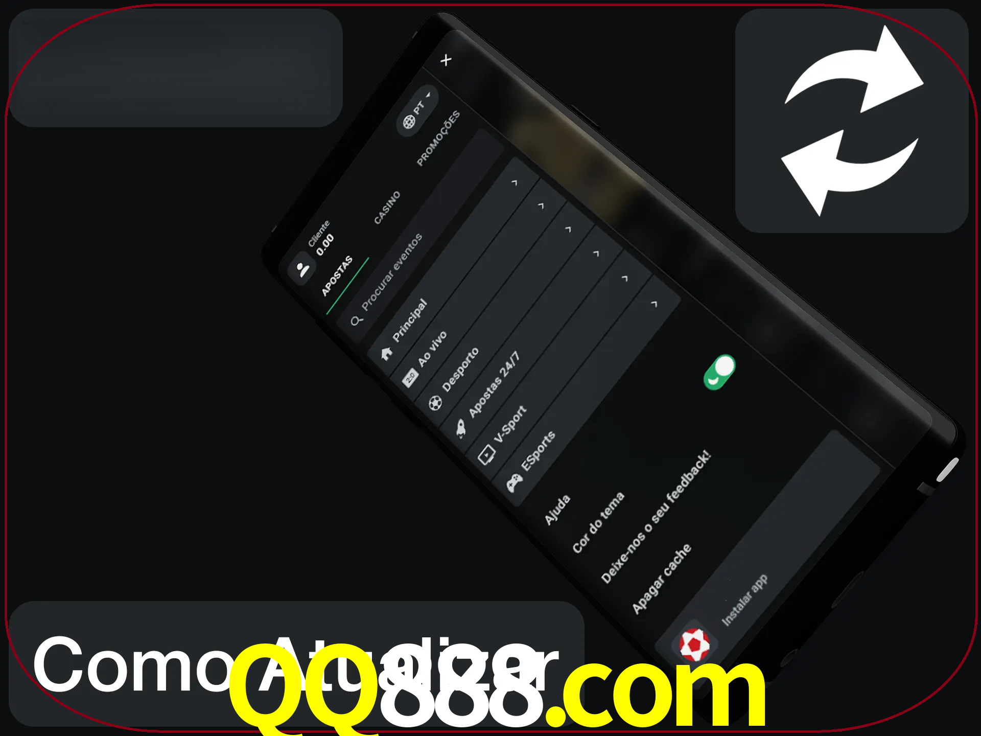 O aplicativo é atualizado automaticamente quando você faz o login.
